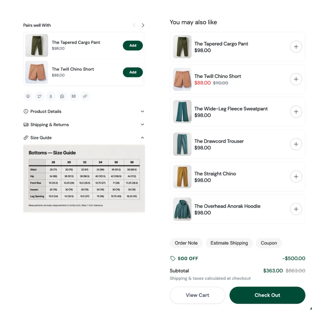 Dynamic Cart & Product-Page Upsells in the Untamed Shopify theme